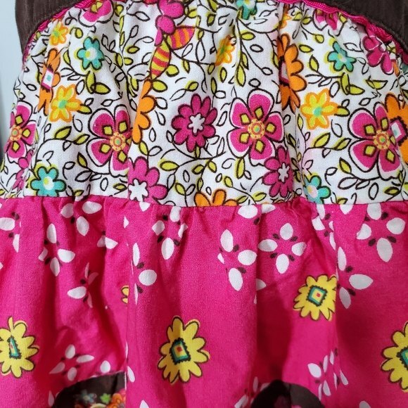 Blueberi Boulevard floral Summer Halter dress Size 12M Cotton Brown Pink - Picture 8 of 9